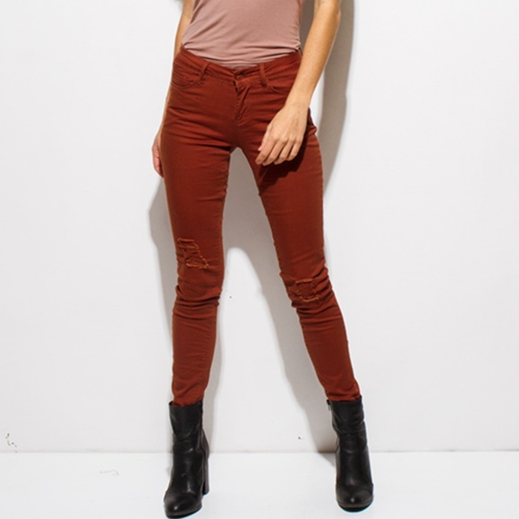 Pants - ~MID RISE DISTRESSED RIPPED KNEE SKINNY JEANS~